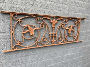 Balcony railing, window rack, cast iron-rust.